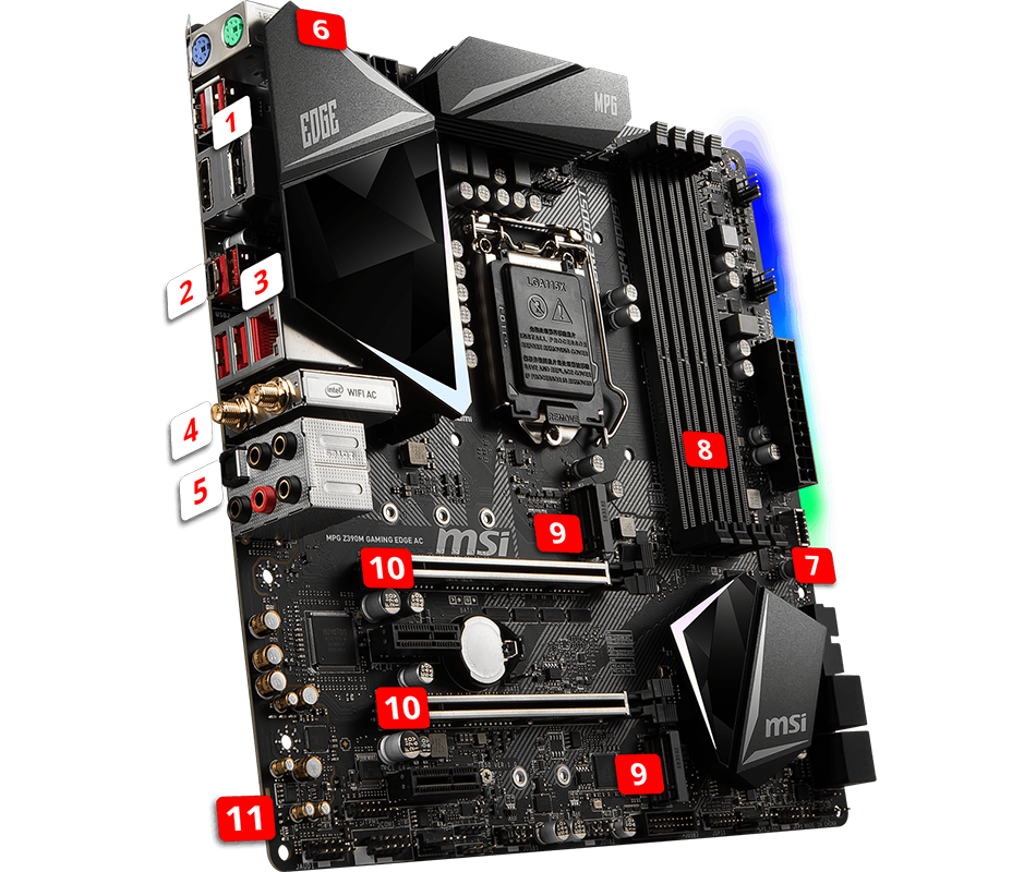 Z390 Gaming Edge AC. MSI z390 Edge AC Board view. MSI mpg z390m Gaming Edge AC. MSI mpg z390 Gaming Edge AC (WIFI).